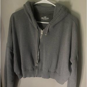 gray cropped zip up jacket